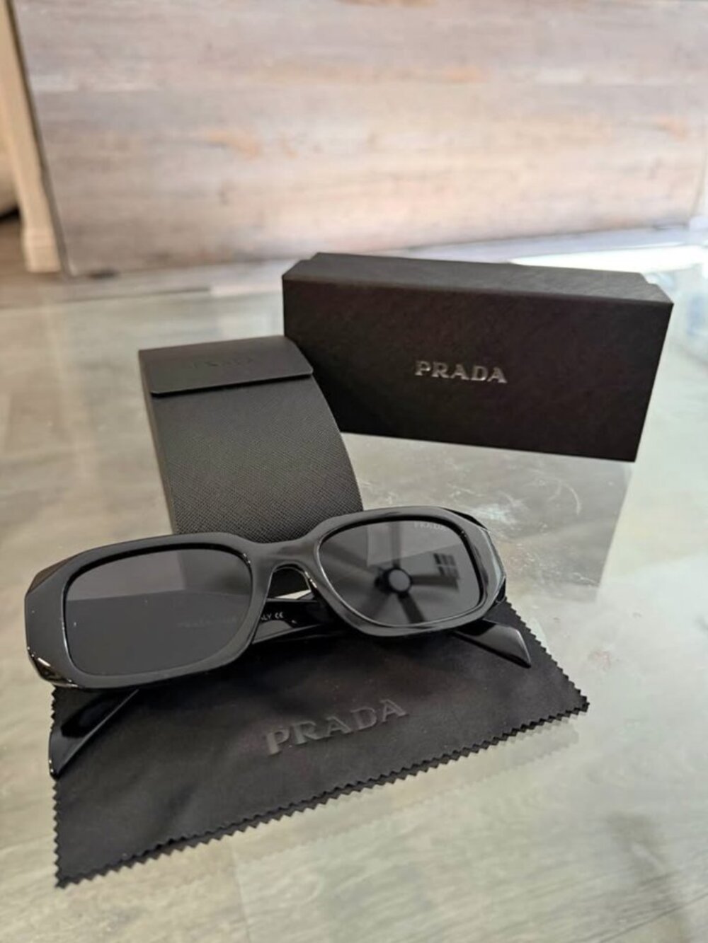 Prada Authentic PR17WS Sunglasses Black/Dark Gray Lenses